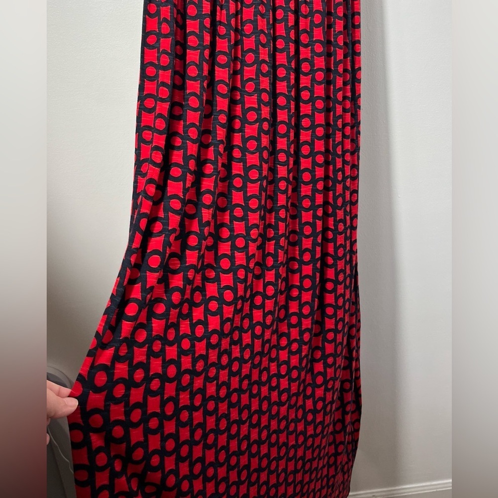 Milly Red and Blue Print Sleeveless Maxi Dress | Size L - Picture 9 of 11